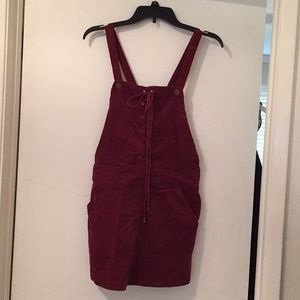 Corduroy burgundy overall dress